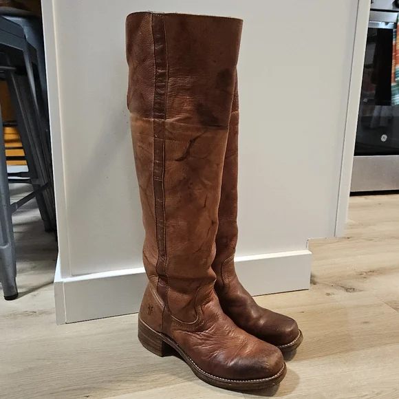 Vintage Frye Campus OTK 14L Boots 8.5 Gorgeous Cognac Patina 😍 - Picture 3 of 11